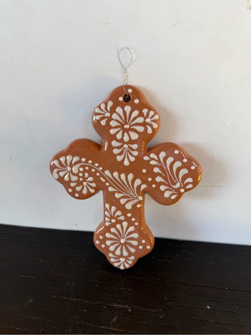 Hand-Painted Talavera-Terracotta Cross Wall Decor